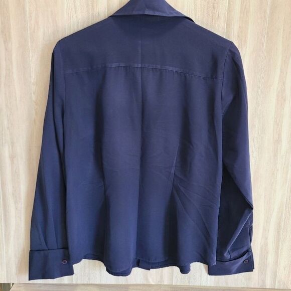 Notations Blue Long Sleeve Blouse S – Button Front, Lightweight, Office Chic - Picture 2 of 6